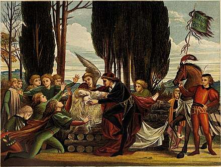 The queen disenchants the wild swans and fains upon the funeral pyre