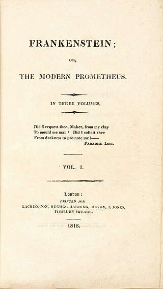 Title page of first edition of Frankenstein
