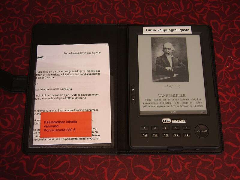 ebook reader owned by Turku city library